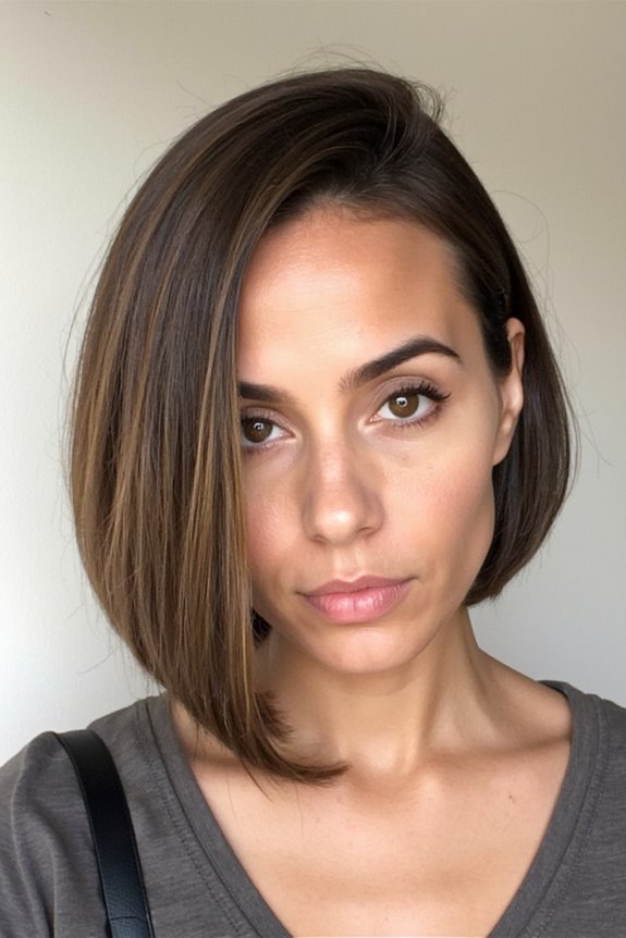 47+ Trendy Short Bob Haircuts & Hairstyles Women Are Getting in 2025 36 angled bob with undercut