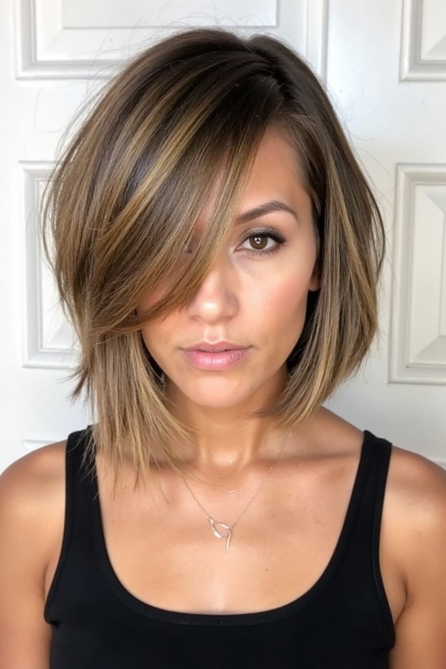 50+ Fantastic Short to Medium Layered Haircuts for That In-Between Length 2025 54 asymmetrical layered bob hairstyle