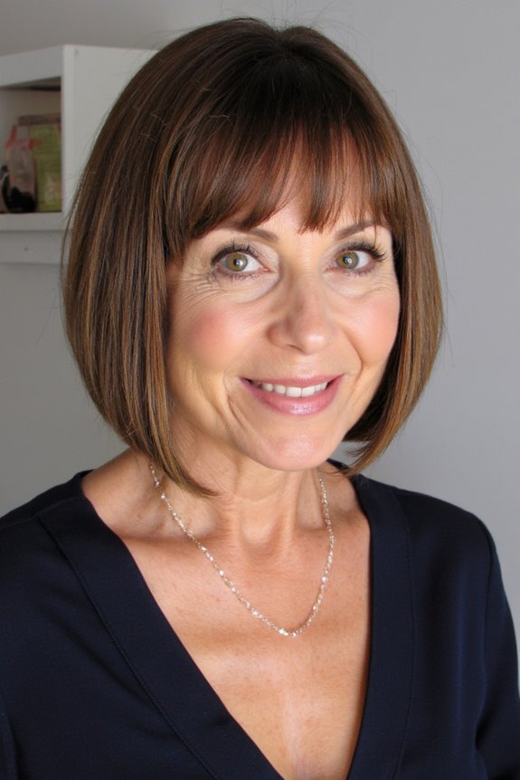 40+ Stunning Chin-Length Hairstyles Every Woman Over 60 Should Try in 2025 103 blunt bangs chin length bob