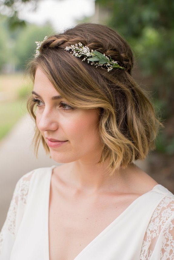 34+ Gorgeous Short Wedding Hairstyles and Bridal Hair Ideas in 2025 56 boho braided headband elegance