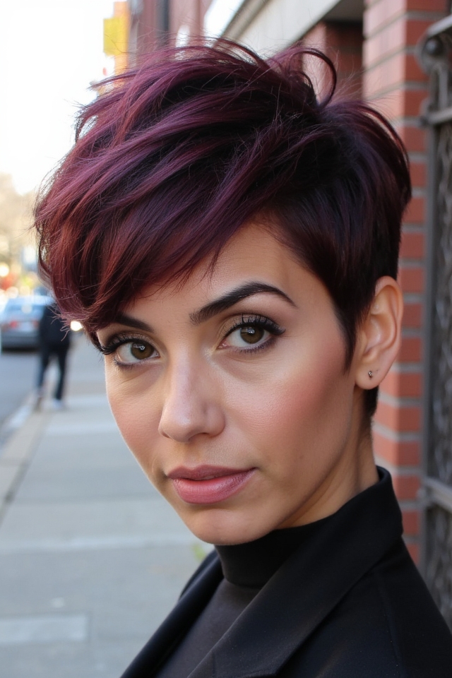 50+ Bixie Haircut Examples Trending Right Now 63 bold burgundy choppy bixie