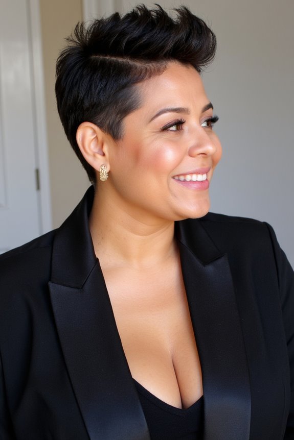 15+ Flattering Pixie Haircuts for Plus-Size Women in 2025 29 bold pixie with shaved sides