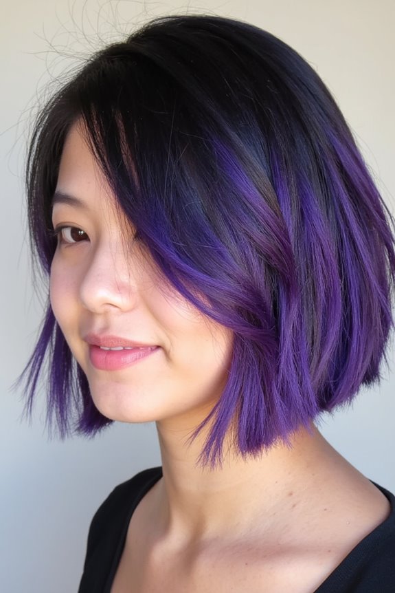 Top 40+ Short, Ombre Hair Color Ideas Trending Now in 2025 79 bold purple ombre hairstyle
