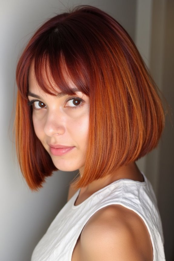 Top 40+ Short, Ombre Hair Color Ideas Trending Now in 2025 14 bold red copper ombre