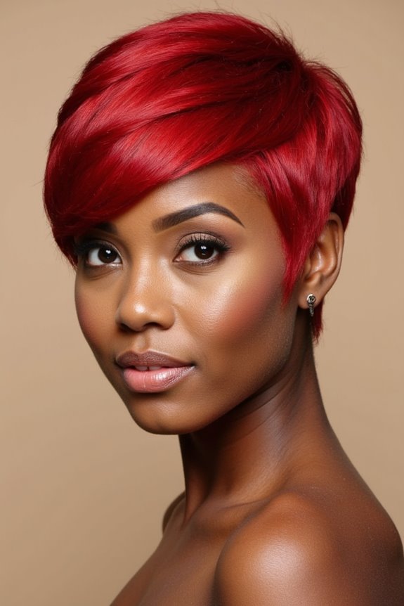 28+ Hottest Short Weave Hairstyles for Black Women in 2025 47 bold red short weave