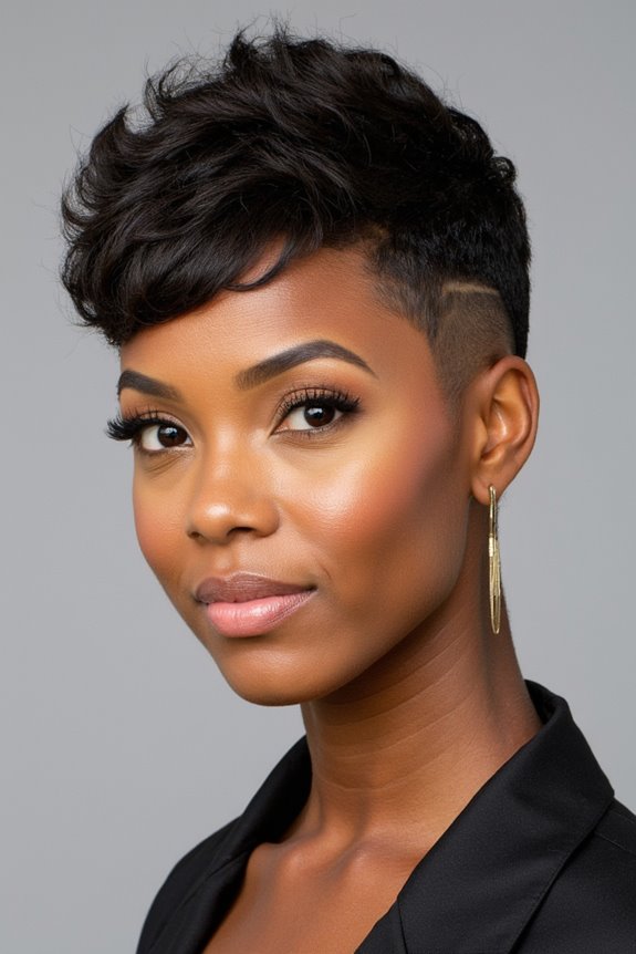 28+ Hottest Short Weave Hairstyles for Black Women in 2025 71 bold shaved sides hairstyle