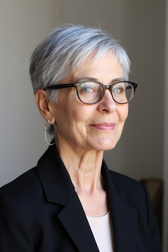 32+ Perfect Pixie Cuts for Women Over 60 With Glasses for 2025 23 bold silver pixie undercut