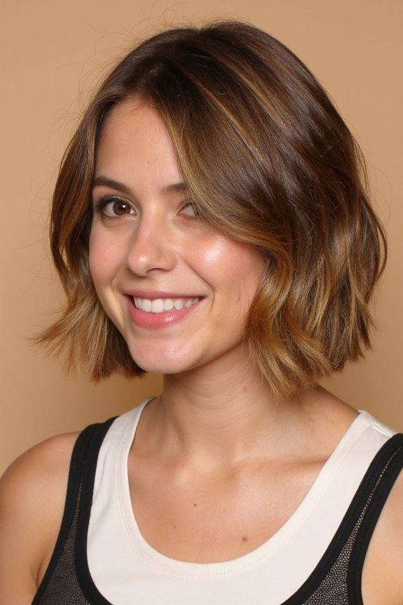 25+ Short, Light Brown Hair Ideas to Inspire Your Next Cut & Color for 2025 62 caramel tipped wavy brown hair