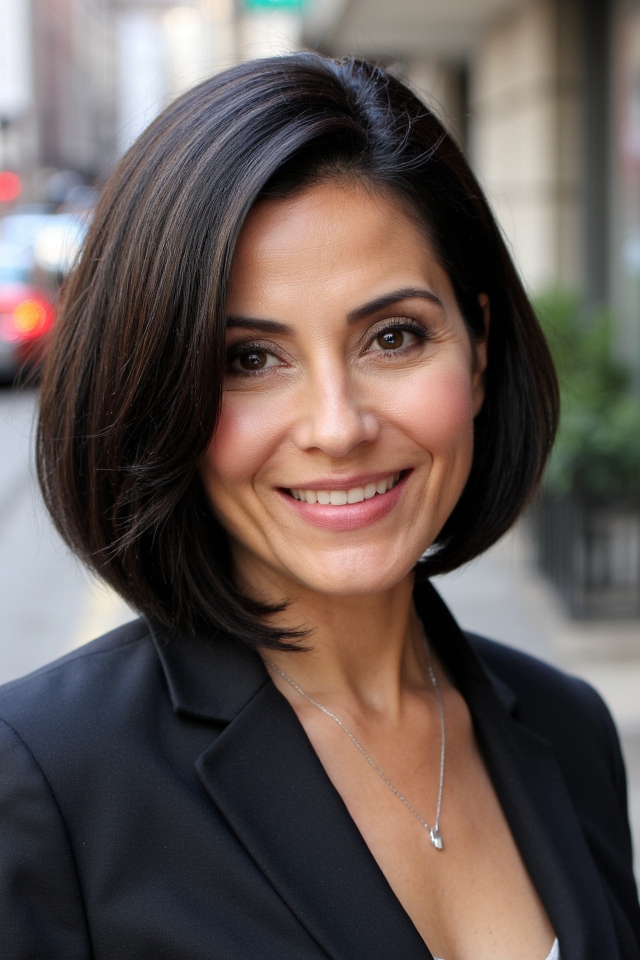 50+ Fabulous Short Haircuts Women Over 60 Are Getting in 2025 40 chic angled bob hairstyle