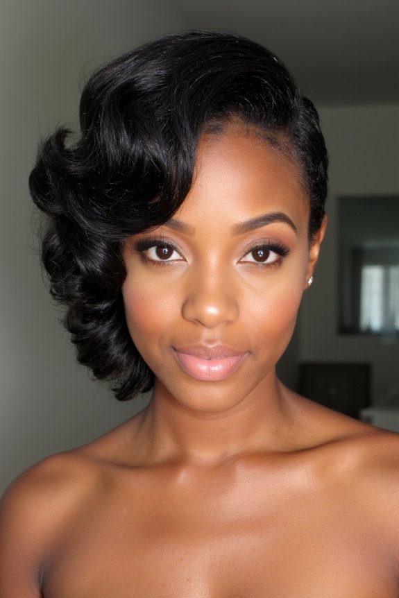 28+ Hottest Short Weave Hairstyles for Black Women in 2025 26 chic side parted short weave