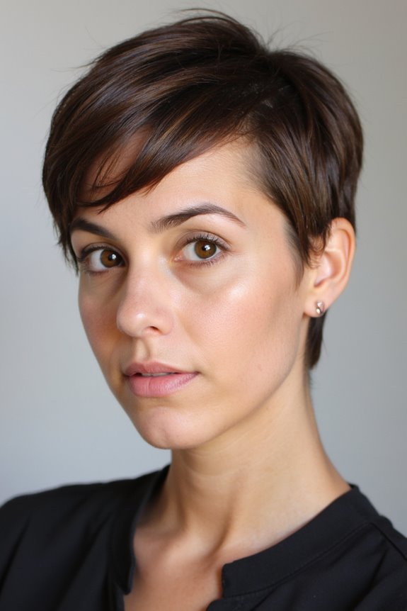 35+ Most Flattering Ways to Get a Pixie Cut for Round Face Shapes in 2025 15 chic side swept pixie cut