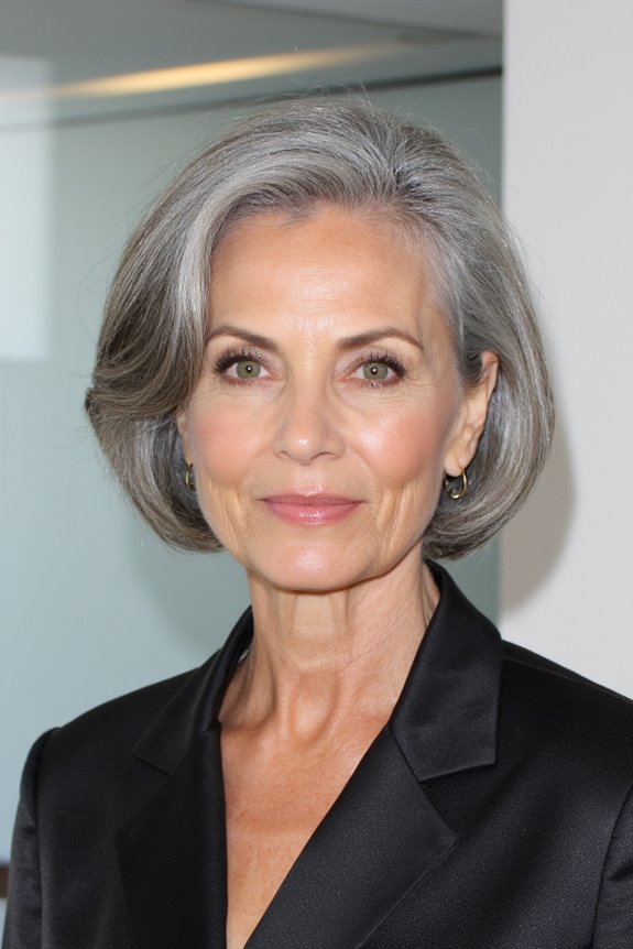 38+ Gorgeous Short Hairstyles for Women in Their 60S With Grey Hair in 2025 78 chic stacked bob hairstyle