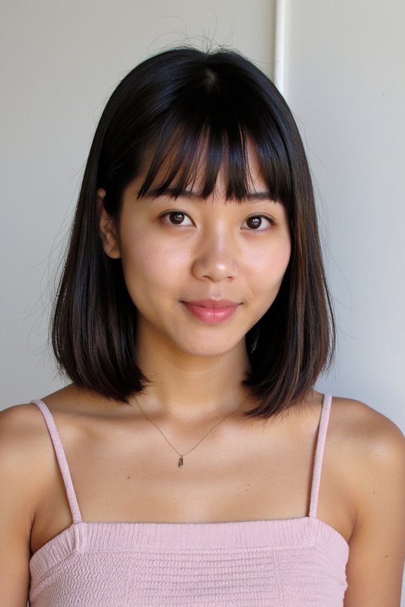 Chin-Length Haircuts in 2025 Are In! 45+ Irresistible Ways to Get It 74 chin length hair blunt bangs