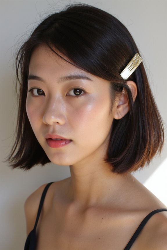 Chin-Length Haircuts in 2025 Are In! 45+ Irresistible Ways to Get It 129 chin length hair with clips