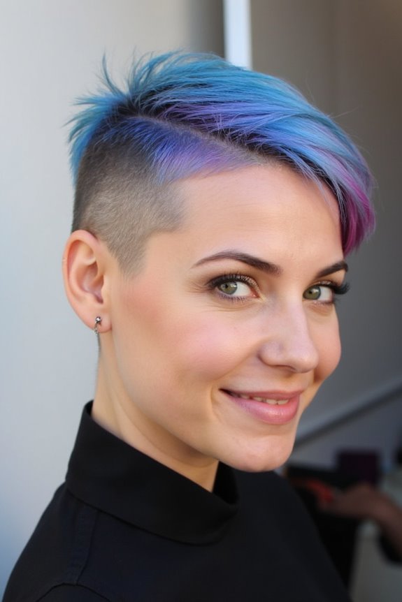 15+ Cutest Shaved Pixie Cuts for a Bold Look in 2025 17 colorful shaved pixie hairstyle