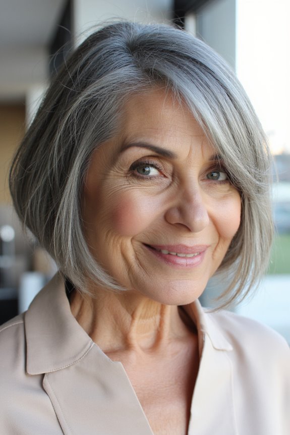 41+ Easy and Stylish Short Bobs With Bangs for Women Over 60 in 2025 34 contemporary angled bob hairstyle