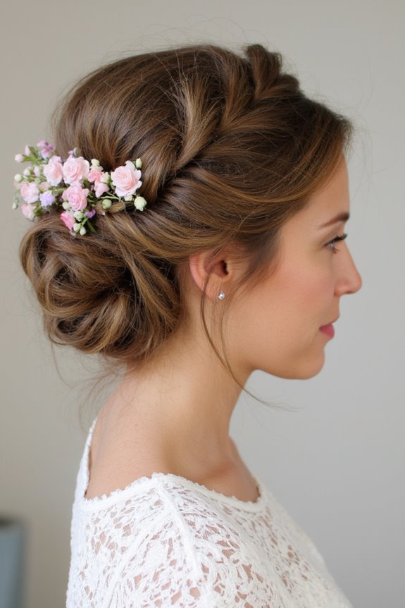 32+ Cute & Easy Updos for Short Hair for Special Occasions in 2025 99 crown twist floral hairstyle
