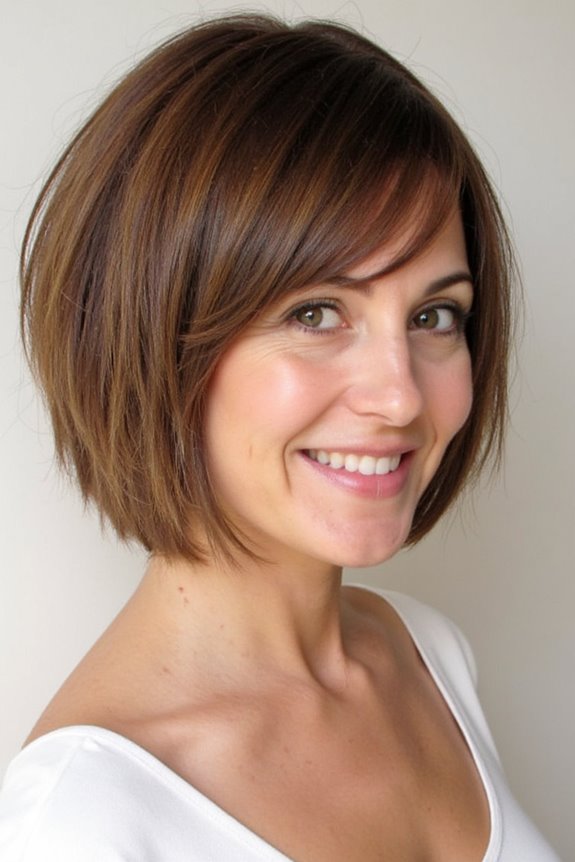 42+ Flattering Short Hairstyles for Long Faces in 2025 45 curtain bangs for balance