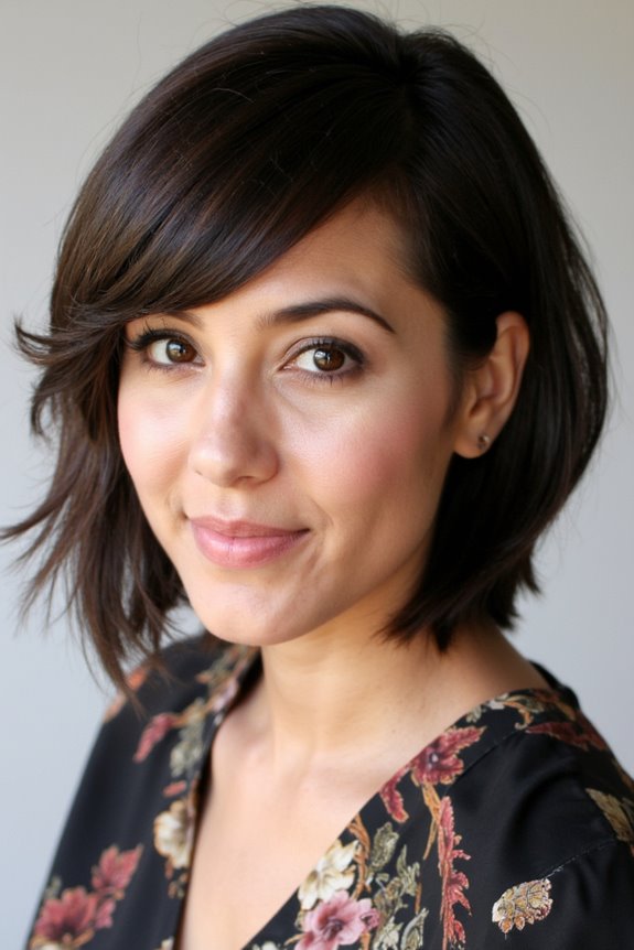 23+ Flattering Short Haircuts for Oval Faces in 2025 20 dynamic side swept bangs style