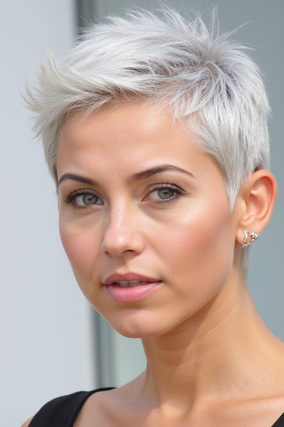 23+ Prettiest Platinum Pixie Cuts for Cooler Blonde Crop in 2025 34 edgy platinum spiky pixie