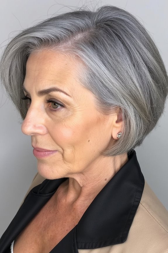 15+ Flattering Short Stacked Bob Haircuts Women Over 50 Will Love in 2025 38 elegant silver gray bob