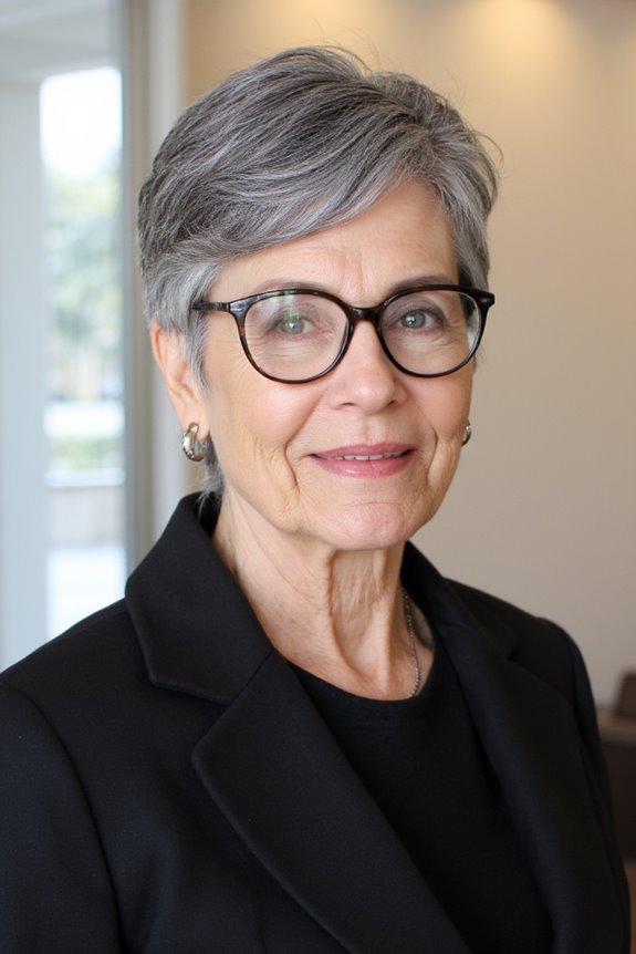 32+ Perfect Pixie Cuts for Women Over 60 With Glasses for 2025 27 feathered bangs for elegance