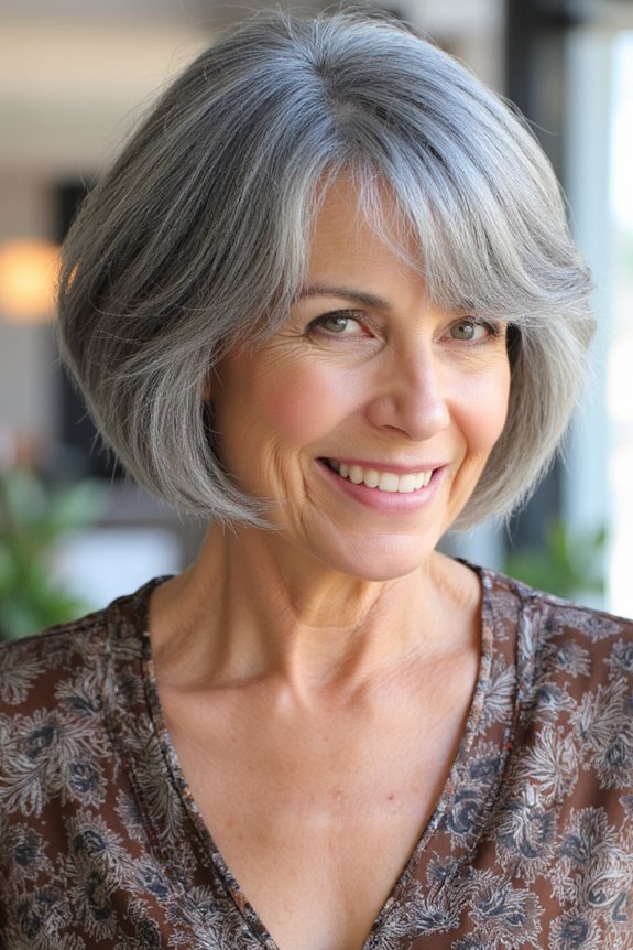 41+ Easy and Stylish Short Bobs With Bangs for Women Over 60 in 2025 22 feathered bob with bangs
