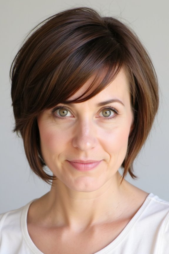 42+ Flattering Short Hairstyles for Long Faces in 2025 58 feathered ends for balance