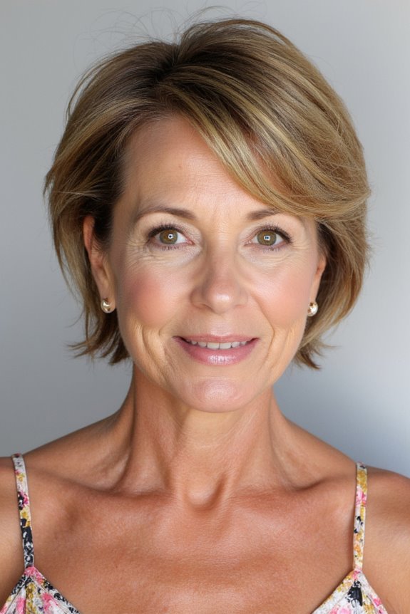 29+ Slimming Short Hairstyles for Women Over 50 With Round Faces in 2025 25 feathered layers for elegance