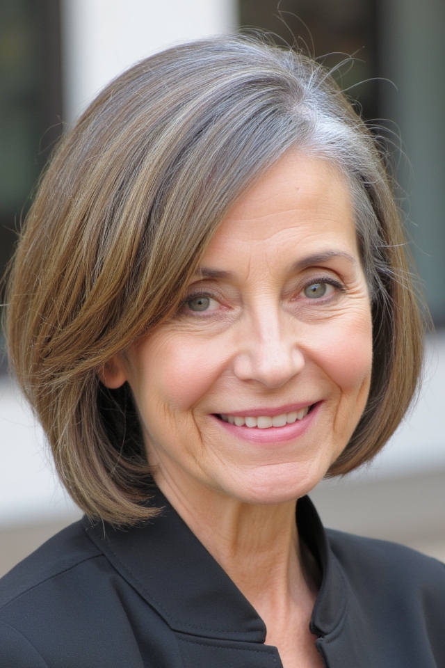 42+ Classic Short Bob Haircuts for Ladies Over 60 Who Want a Youthful Style in 2025 53 gentle waves with side bangs