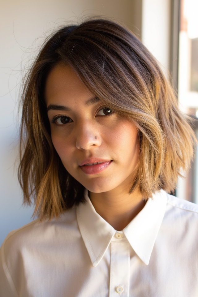 50+ Fantastic Short to Medium Layered Haircuts for That In-Between Length 2025 92 layered bob with bangs