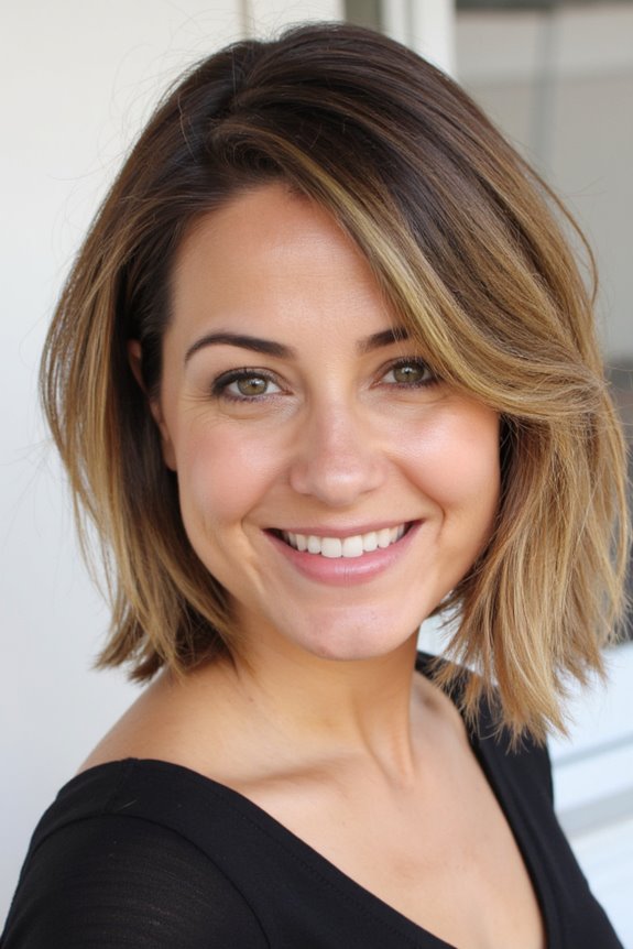 21+ Flattering Short Haircut Ideas for Full Faces to Look Thinner in 2025 6 layered bob with dimension
