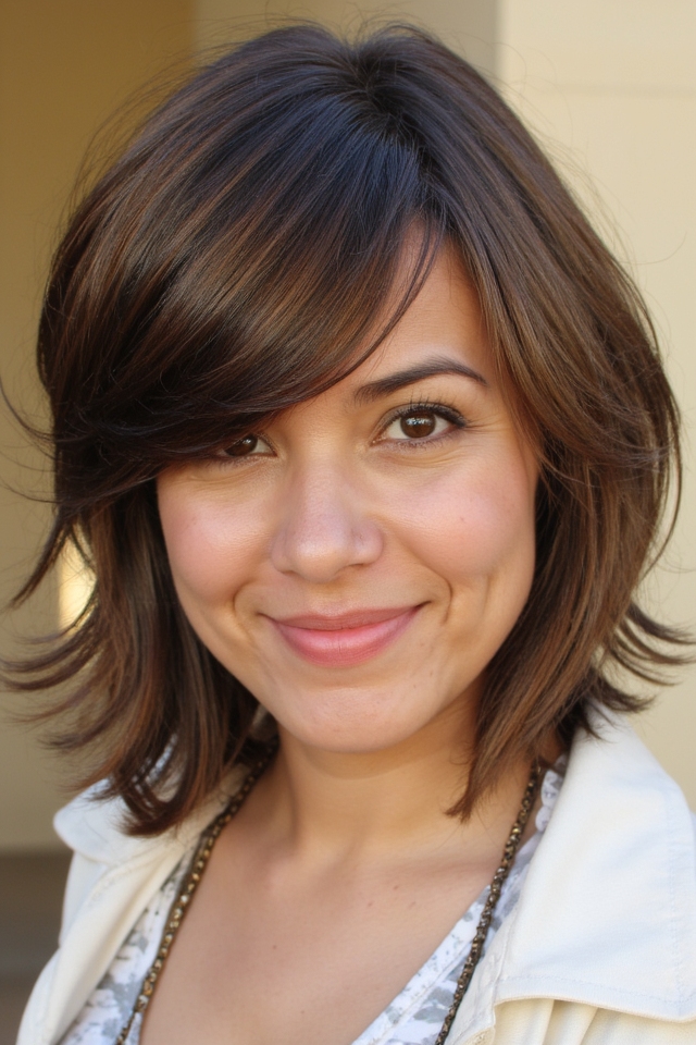 28+ Best Short Hair With Side Bangs Women Are Getting Right Now 2025 12 layered crop with bangs