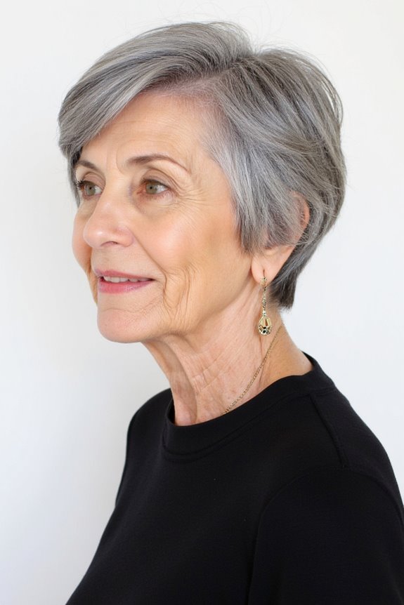 38+ Gorgeous Short Hairstyles for Women in Their 60S With Grey Hair in 2025 116 layered pixie for elegance