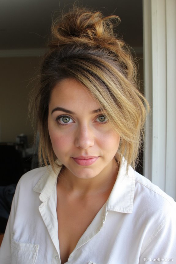 Short Fluffy Hair: 30+ Ways to Pull Off This Cute Hair Trend in 2025 89 messy top knot hairstyle