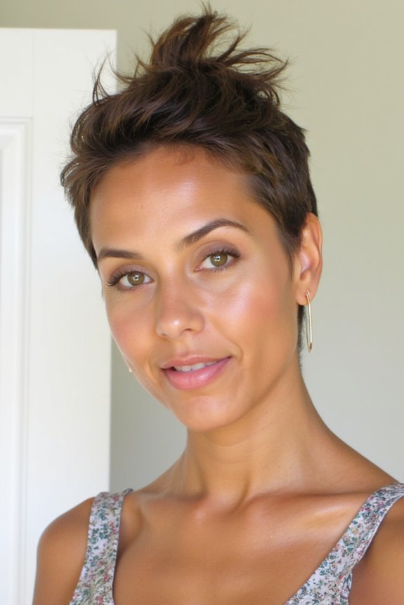 35+ Most Flattering Ways to Get a Pixie Cut for Round Face Shapes in 2025 60 messy top knot styling