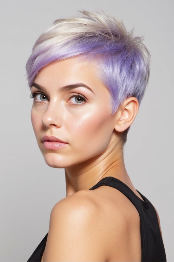 Top 40+ Short, Ombre Hair Color Ideas Trending Now in 2025 123 pastel purple ombre pixie