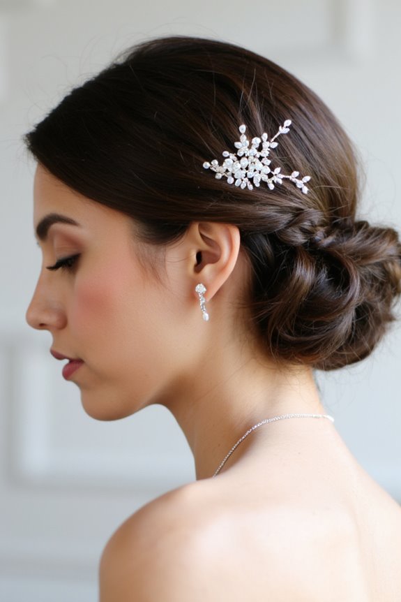 34+ Gorgeous Short Wedding Hairstyles and Bridal Hair Ideas in 2025 32 pearl hair comb elegance