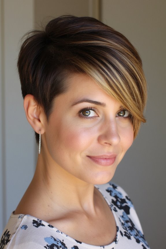 35+ Most Flattering Ways to Get a Pixie Cut for Round Face Shapes in 2025 22 pixie cut with highlights