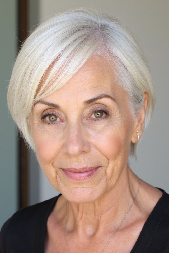 42+ Classic Short Bob Haircuts for Ladies Over 60 Who Want a Youthful Style in 2025 25 platinum blonde bob elegance