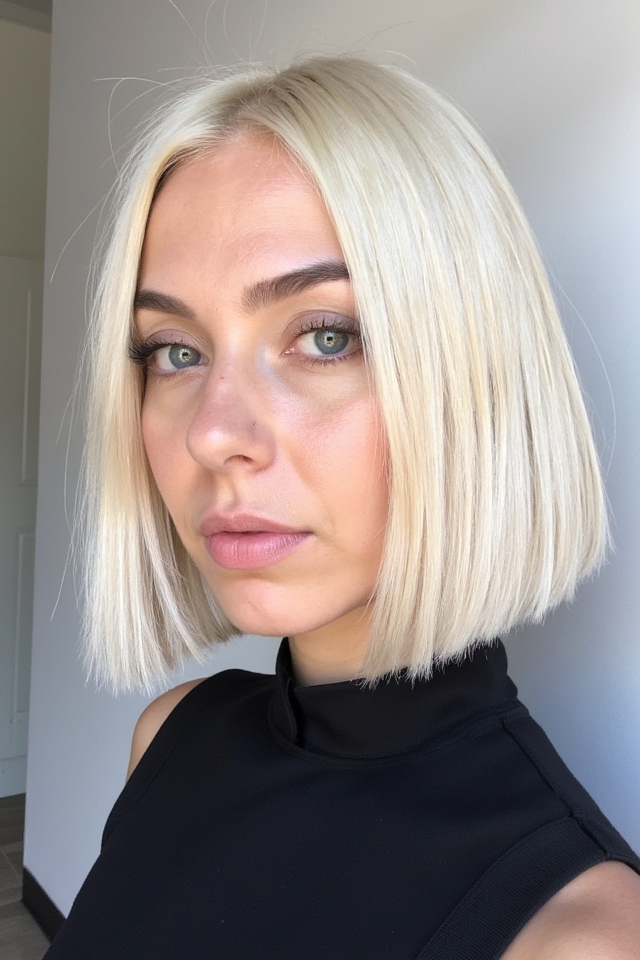 33+ Jaw-Length Bob Haircuts to See If You Want a Chic Crop in 2025 51 platinum blonde jaw length bob