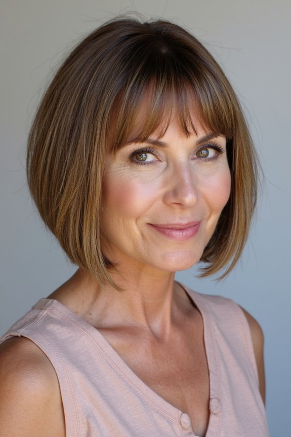15+ Trendy Short Bob With Bangs Ideas Women Over 50 Are Loving in 2025 32 polished angled bob hairstyle