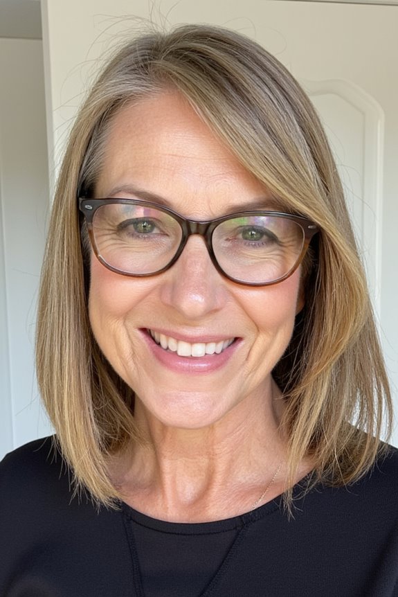 31+ Best Short Hairstyles for Women Over 50 With Glasses in 2025 21 polished sleek bob hairstyle