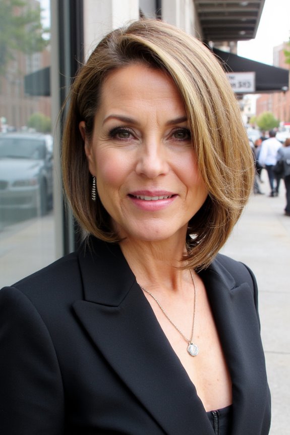 15+ Stylish Wedge Haircuts for Women Over 50 in 2025 32 polished sleek wedge bob
