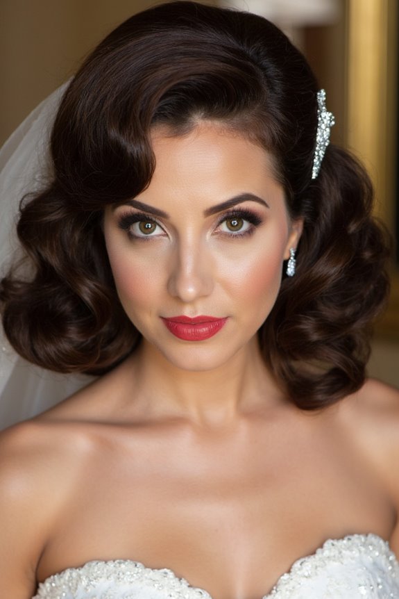 34+ Gorgeous Short Wedding Hairstyles and Bridal Hair Ideas in 2025 44 retro voluminous wedding curls