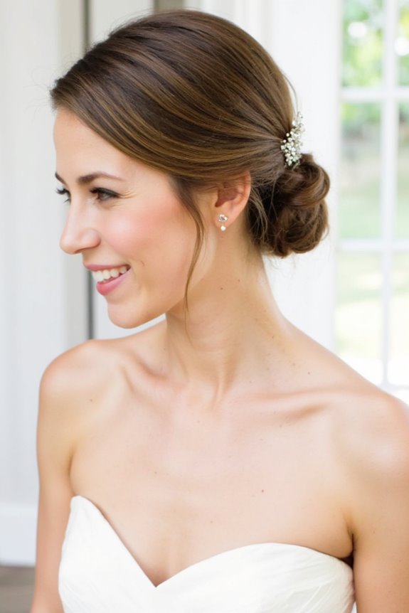 34+ Gorgeous Short Wedding Hairstyles and Bridal Hair Ideas in 2025 121 romantic side bun elegance