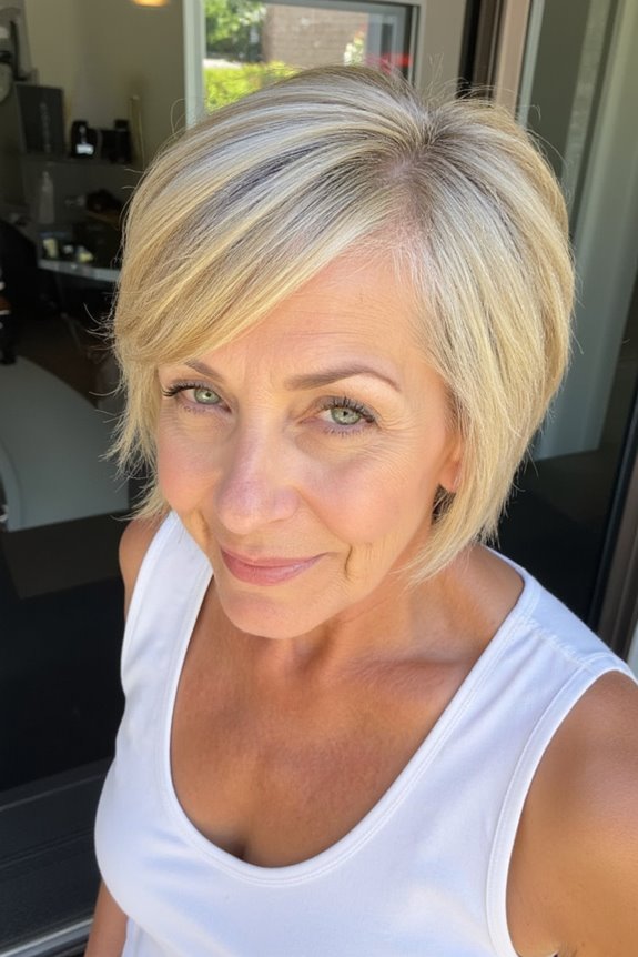 44+ Stylish & Fuss-Free Short Hairstyles for Women Over 50 in 2025 29 short layered feathered hairstyle