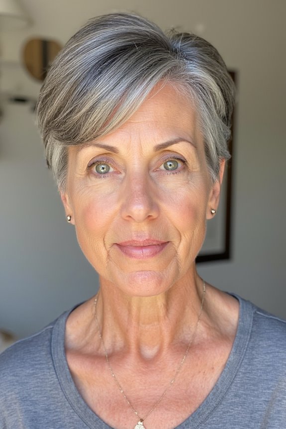 30+ Trendy Short Haircuts for Older Women With Fine Hair to Boost Volume in 2025 43 side parted short hairstyle tips