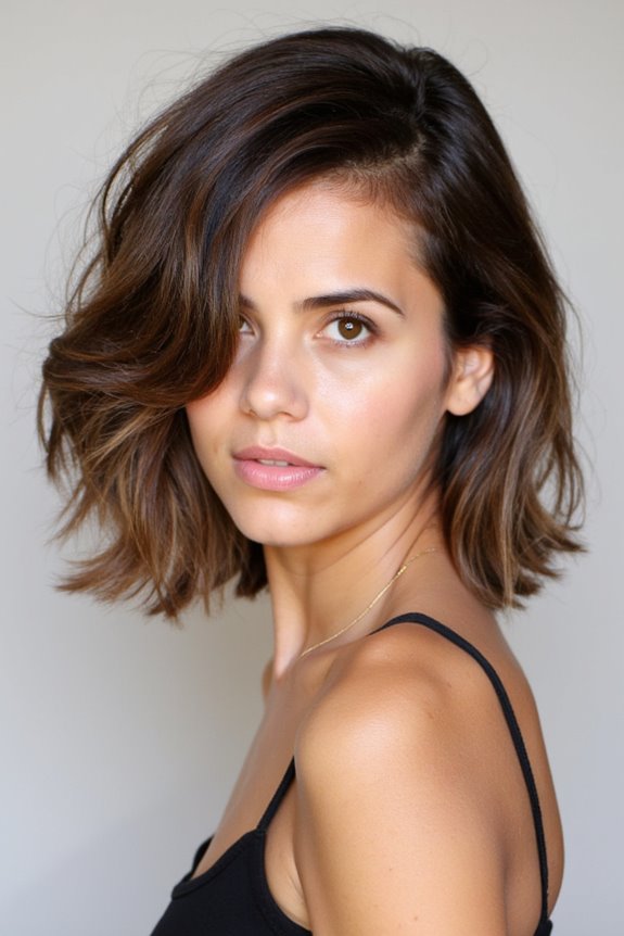 26+ Cutest Short Haircuts for Thick, Wavy Hair to Style More Easily in 2025 40 side parted textured bob style