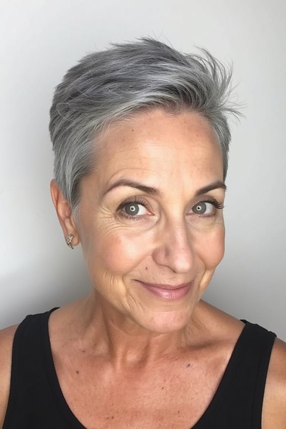 43+ Trendiest Pixie Haircuts for Women Over 50 in 2025 50 silver gray pixie elegance